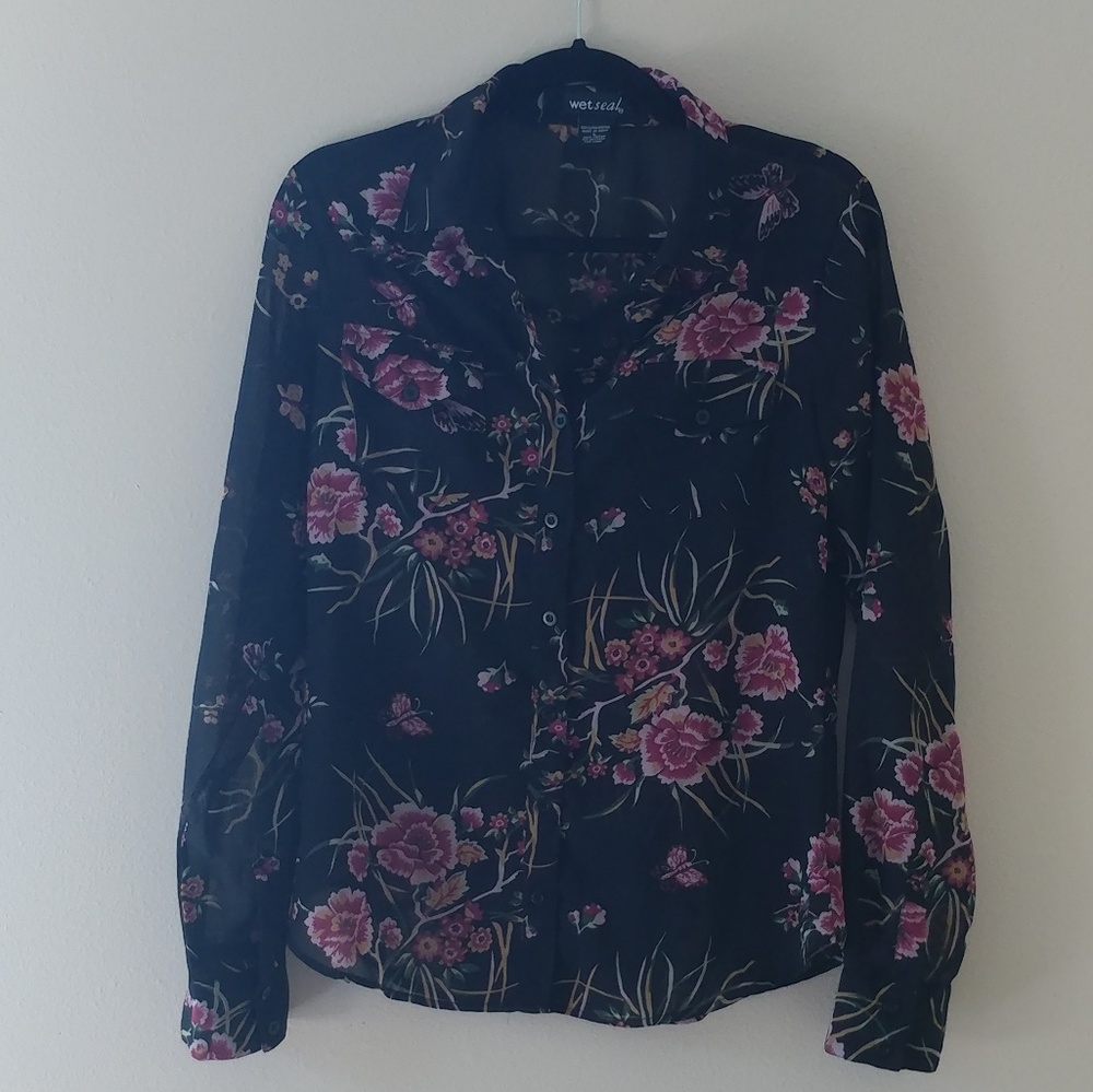 Wet Seal Black Chiffon Blouse